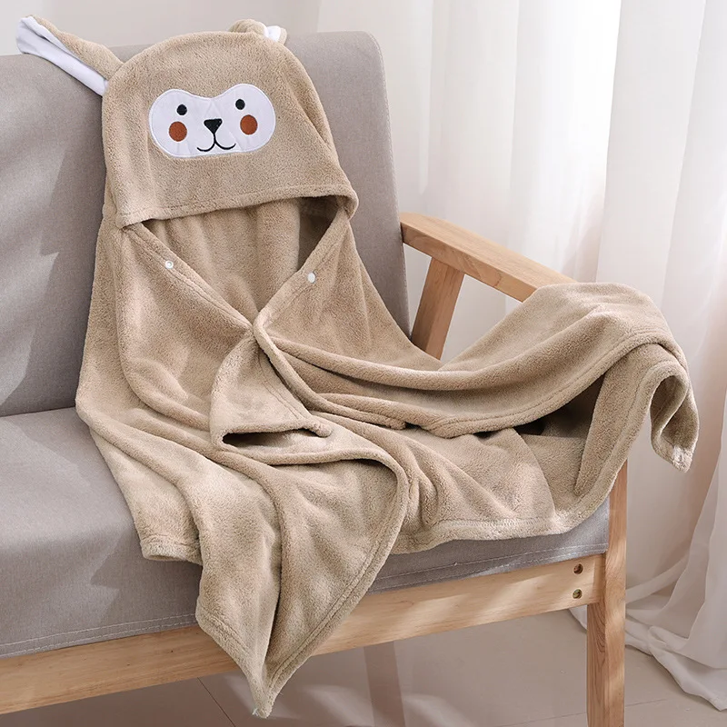 Kids Cartoon Pattern Baby Hooded Bathrobe Baby Comforter Towel Microfiber Newborn Bath Towel Baby Comforter Towel