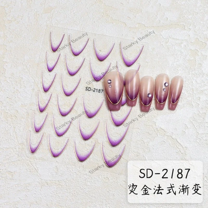 12 Colors deep smile line nail stickers Gradient Thin 3d Smile Line Nail Stickers Gold Plated French fashionable Nail Decals