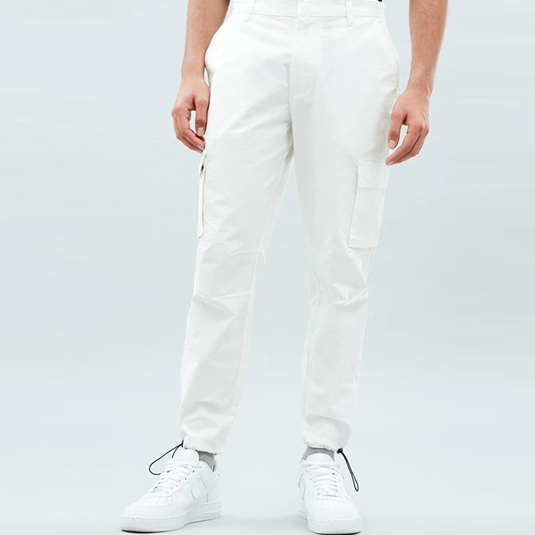 fashion clothing custom white cargo pants for men with six pocket