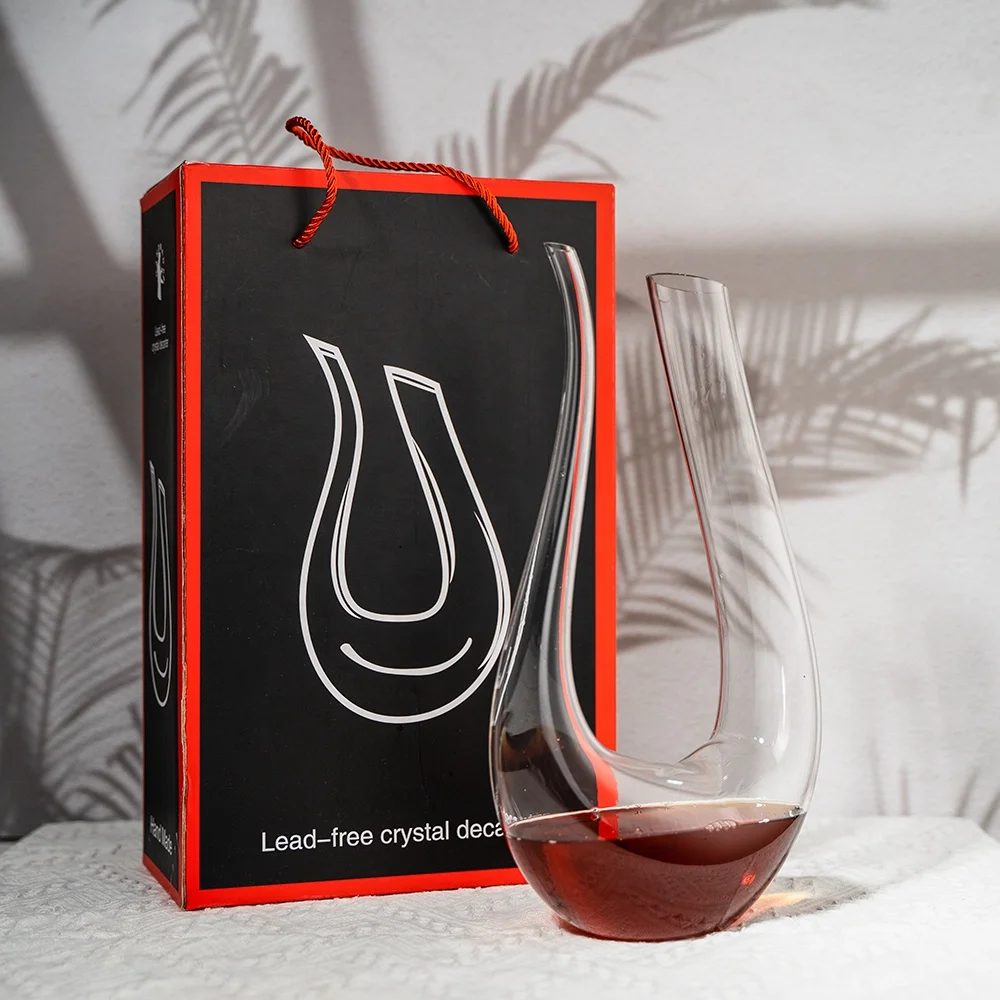 Hand-made Crystal Glass Decanter set Red Wine Carafe with Cleaning Beads and Wine Aerator Lead-free Crystal Glass