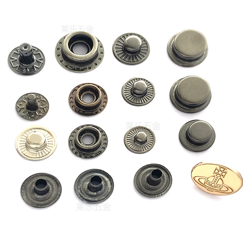 factory wholesale Garment accessories button custom logo metal Black snap buttons press set custom snap button for garments