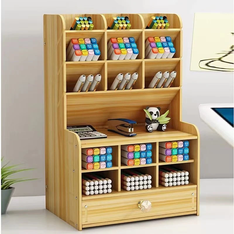 Pencil Holder Home Office Supplies Drawer DIY Desk Office Stationery Desktop Art Supply Organizer Wooden Pen Organizer