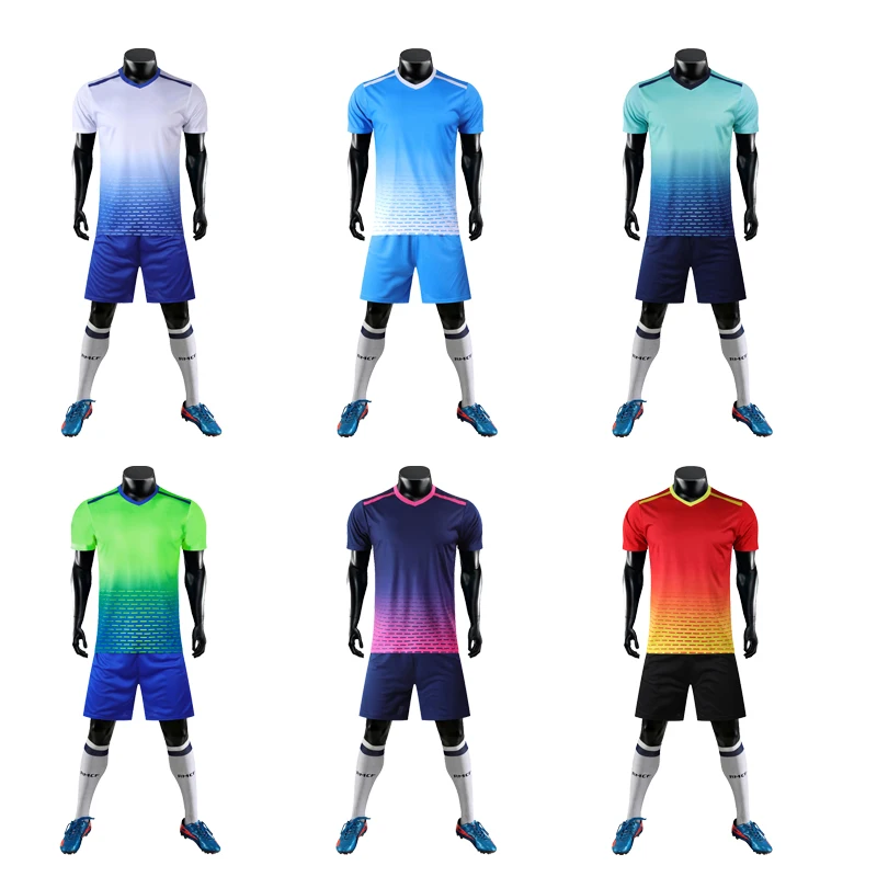 Youth Soccer Uniforms Sets Men custom Soccer Jersey Football Kits Full Set Soccer Kit Supplier in China