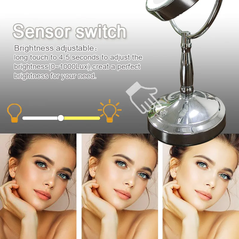 Top seller  Portable Rechargeable Magnifying mirror Lighted vanity mirror with adjustable dimmable Led Light