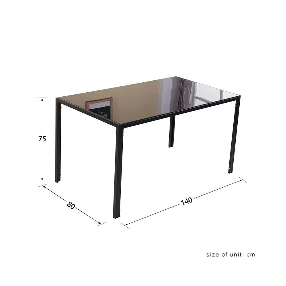 High Quality Living Room Furniture Restaurant Table Sets 6 Pieces Leather PVC Chairs with 1 Tempered Glass Dining