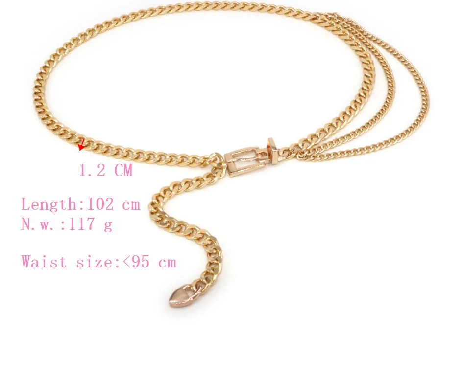 Multilayer Metal Waist Chain Belt with Pin buckle for Women