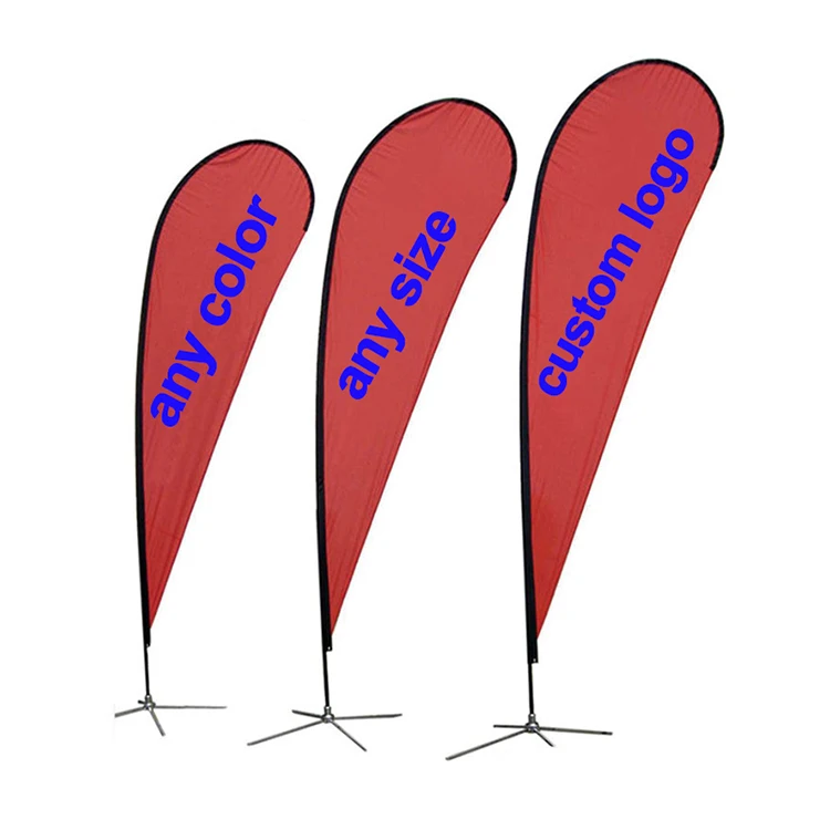 Factory price Custom Advertising Rectangle Knife Teardrop Feather Print Banner The Beach Flag