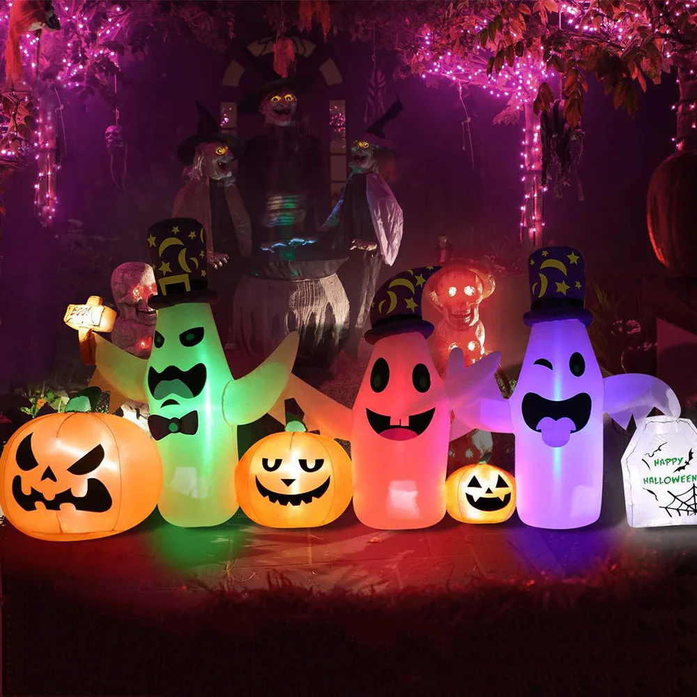 Halloween decoration three little devil pumpkins halloween inflatable outdoor with led light