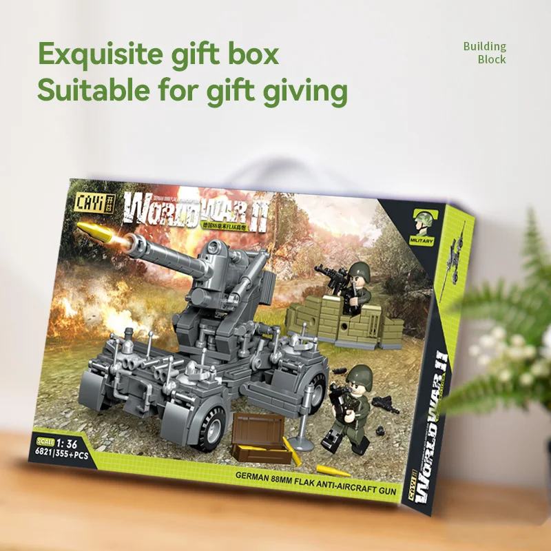WW2 Military Mini soldier Figure army German 88mm flak anti-aircraft gun anti-tank gun building block Toys