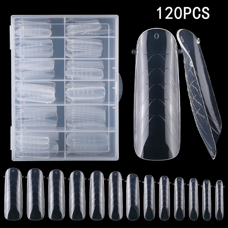 96pcs Crystal Nail Model 4 Styles Mixed  Scale Nail Forms Tip Extended Nail Forms Full Cover False