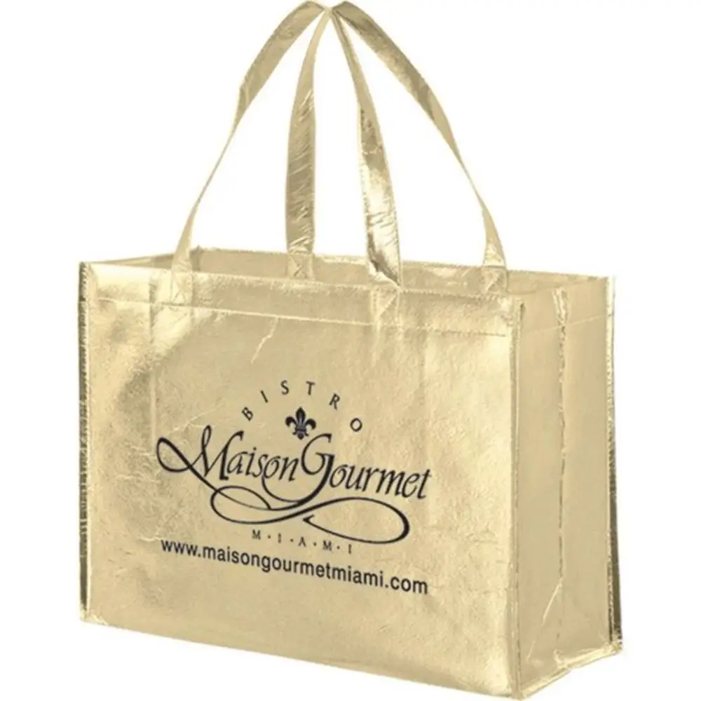 
Customized Laminated Metallic Non-Woven Tote Bag 