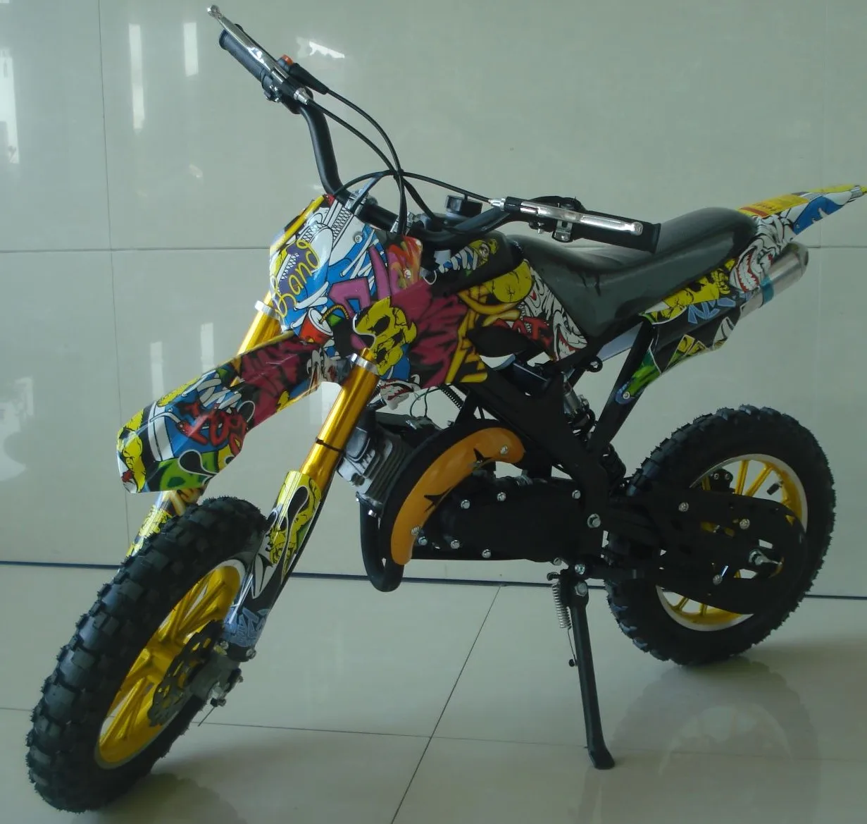 2021 New Cheaper 49cc 2stroke air cooled pull start water transfer printing super mini moto cross pocket dirt bike