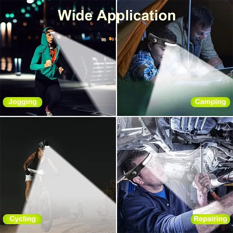 Head Torch rechargeable Silicone gel Band induction Head Lamp LED Fishing Running Hiking Headlamp Headlight