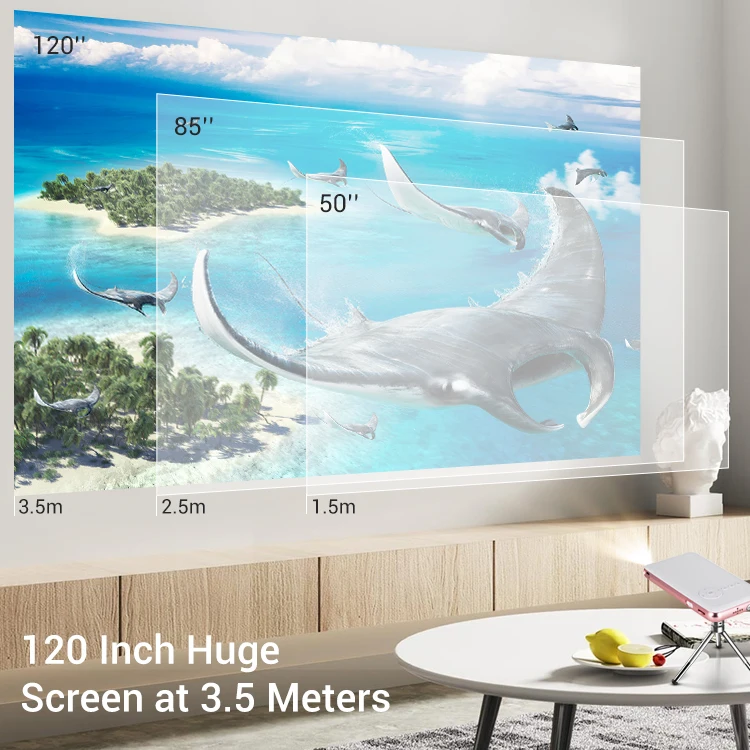 Hotack wholesale 4K 3D Android smart wifi pico mini pocket led projector interaction projectors for smartphone tablet PC