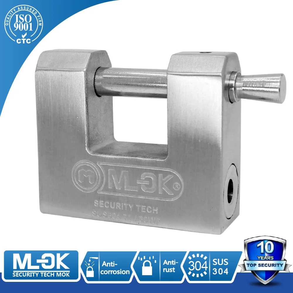 MOK Rust proof 304 stainless steel container transport rectangular padlock heavy duty padlock giant padlock