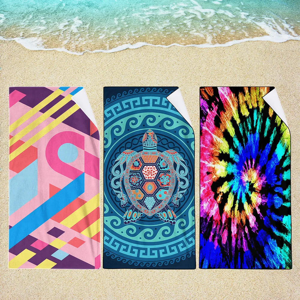 Free Design Custom Beachtowel Beach Towel With Logo Custom Print Fast Shipping Summer Large Beach microfiber towel wholesale
