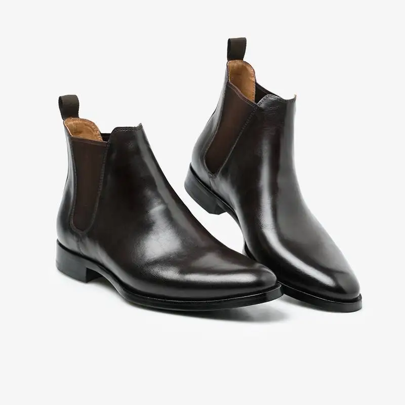 
Первый слой воловьей кожи Челси винтажные классические мужские повседневные ботинки из воловьей кожи обувь из натуральной кожи 