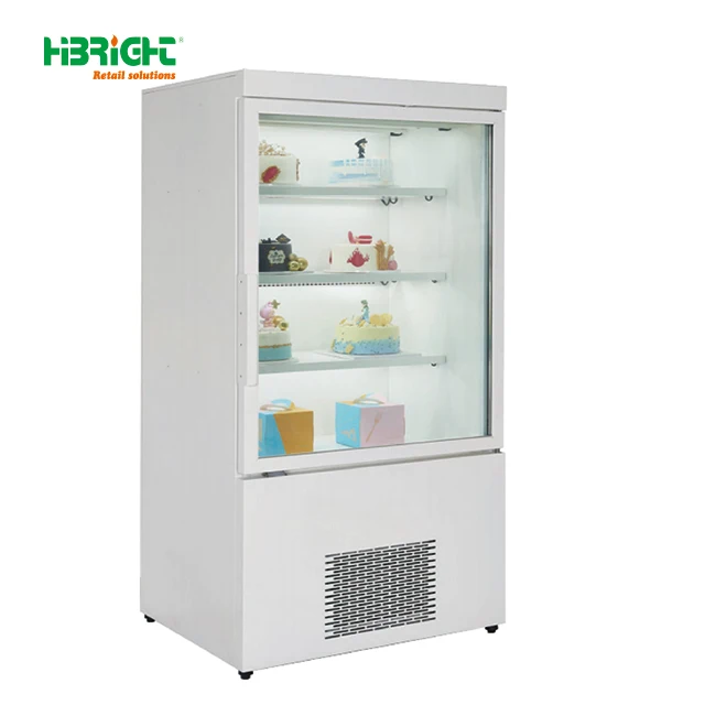 Attractive Various Styles Free-Standing Units Stainless Flat Coglass Front Bakery Cakes Display Refrigerator