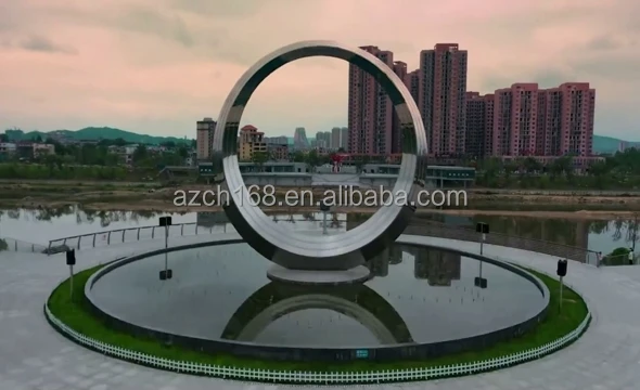 Big O Sculpture Outdoor Decoration Music Dancing Fountain Multimedia Water Fountain With Floated Platform