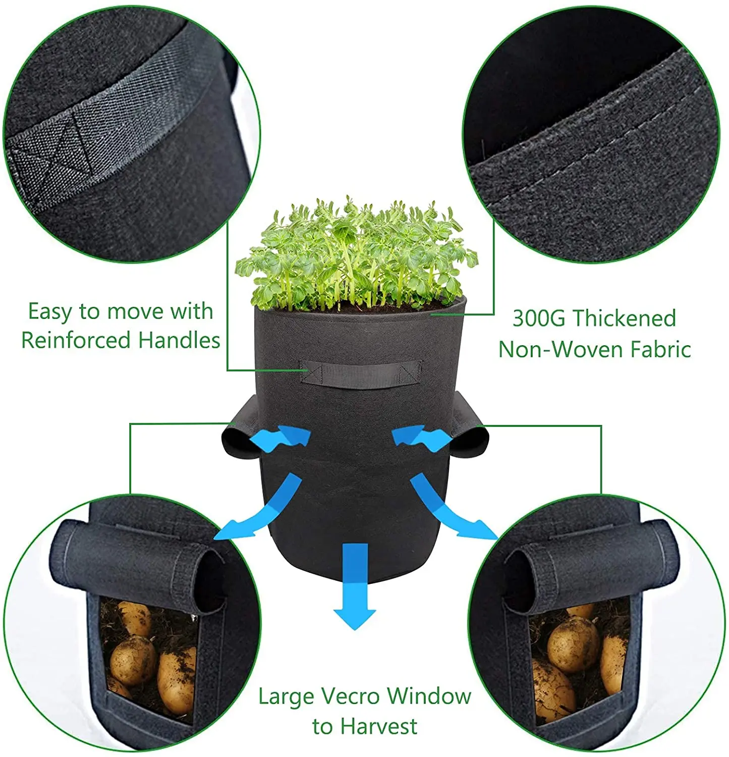 15 Gallon Non Woven Fabric Planter Vegetable Cocopeat Shiitake Mushroom Grow Bags Grow Bags For Plants