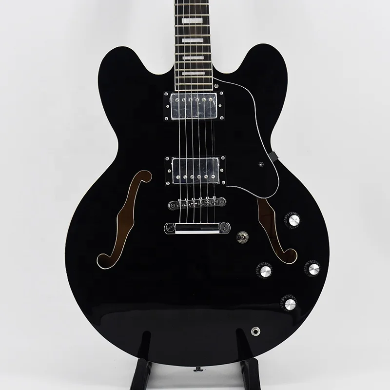 Krait 6 string electric guitar black 335 mahogany body mahogany neck OEM guitar factory outlet