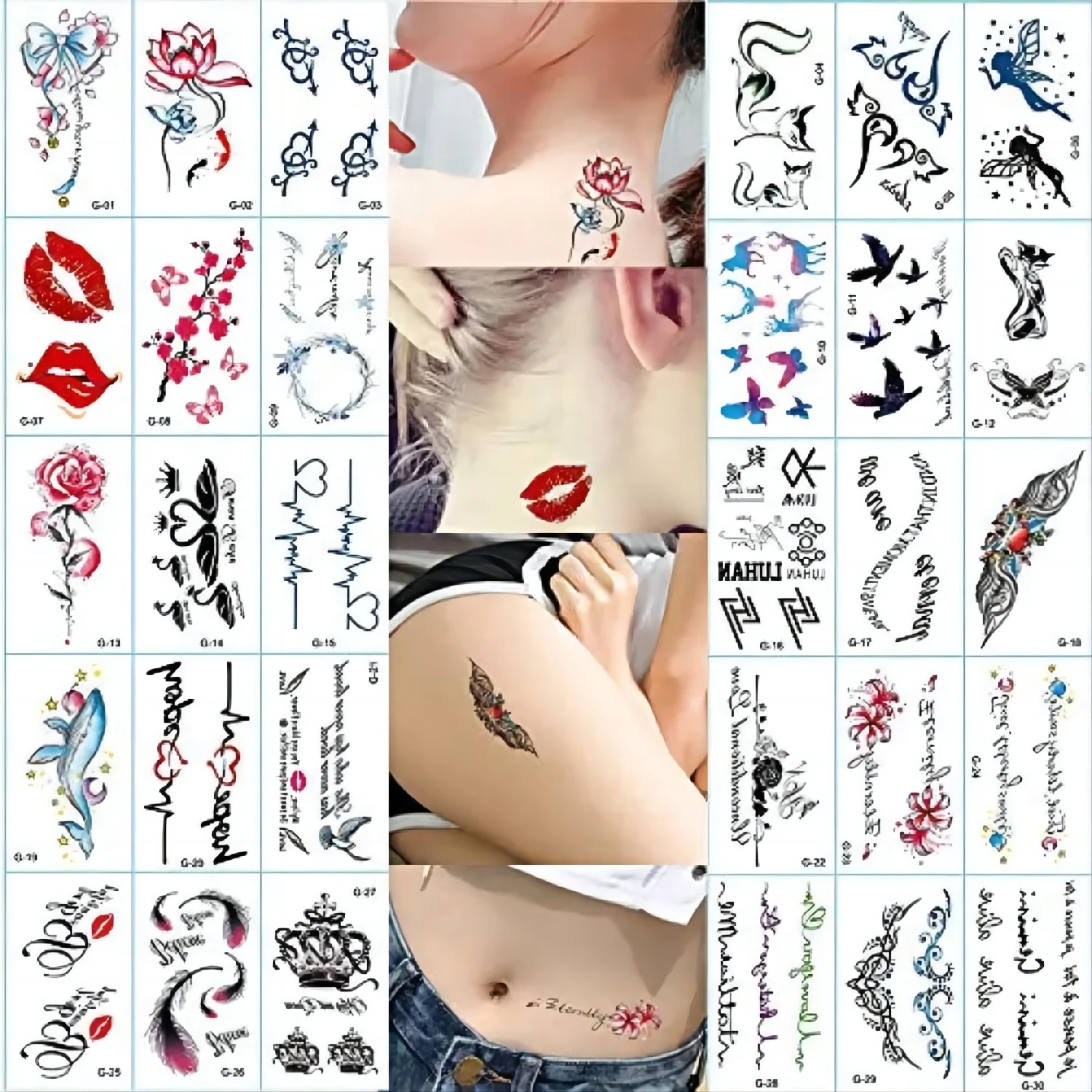 Temporary Tiny Tattoo Stickers for Women Men kids Flower Word Small Patterns Waterproof Tattoo Sticker