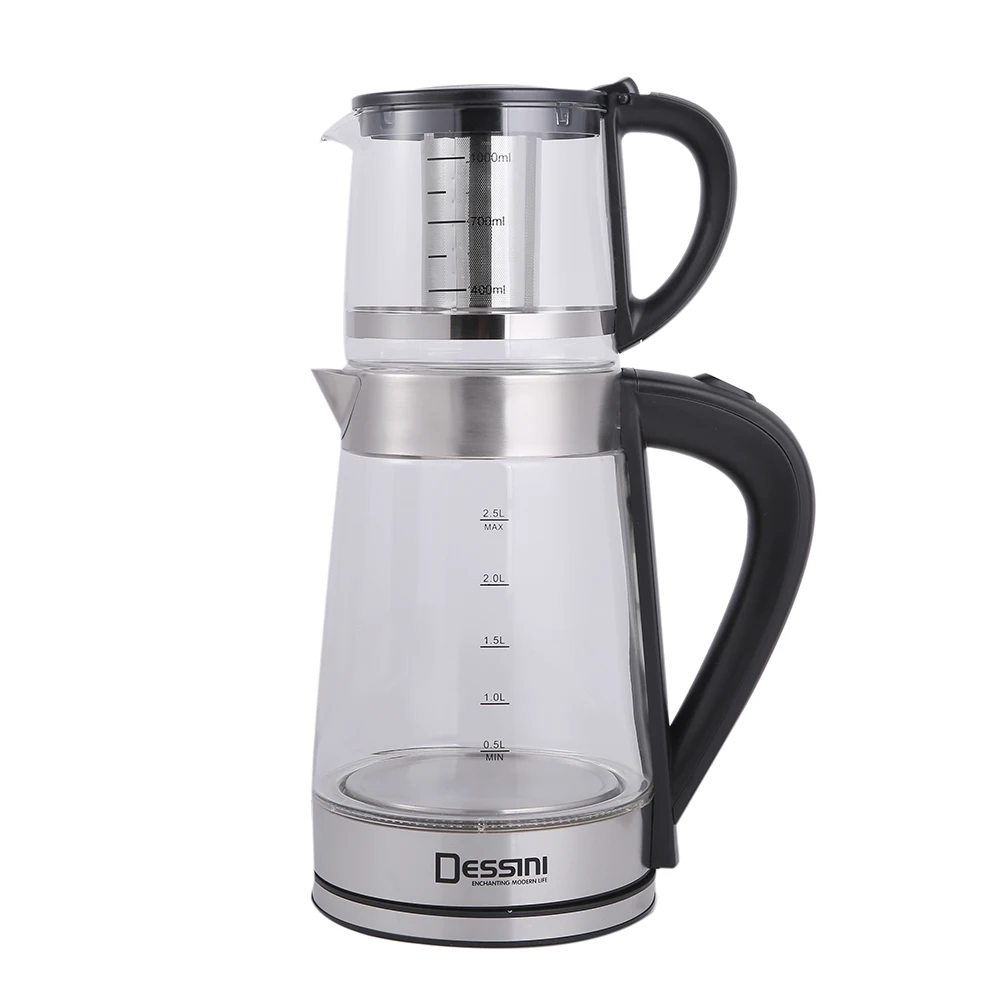 DESSINI  New Kitchen Appliance 1.8L Water Kettle Boiler Tea Maker Pot Custom Logo Tea Boiling 1500w LED Glass Body
