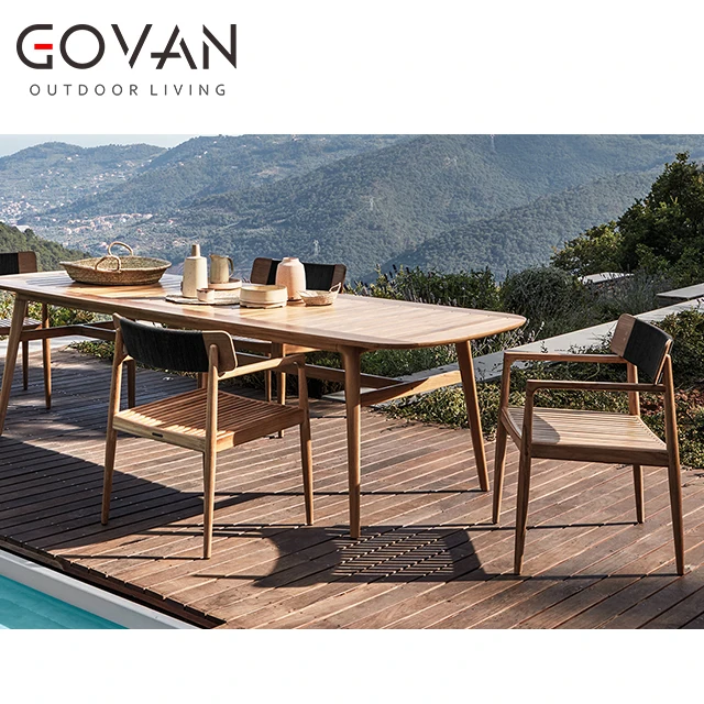 Luxury teak outdoor teak dining table set garden furniture solid wood dining table