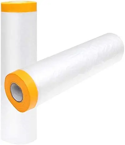 Adhesive Drop Automotive Furniture Protection Floor Covering Cloth DIY Painting Protector Paint Pre-Taped Masking Plastic Film
