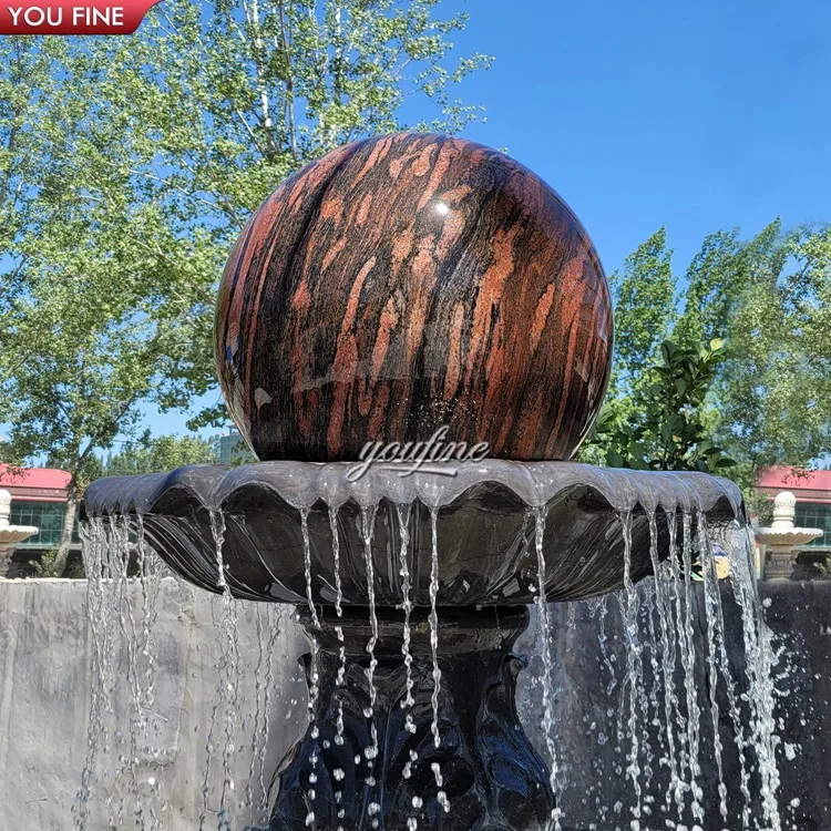 Outdoor Garden Hand Carved Natural Stone Marble Granite Rotating Ball Water Fountain