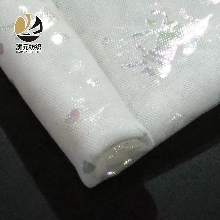 Unicorn bronzing kids mesh foil stretch white wedding children tulle skirt fabric