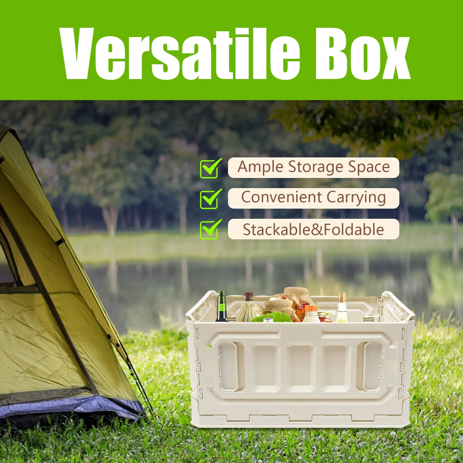 Foldable Box Table 95L Storage 3 Layers Boxes Camping Tent Box Raised Portable
