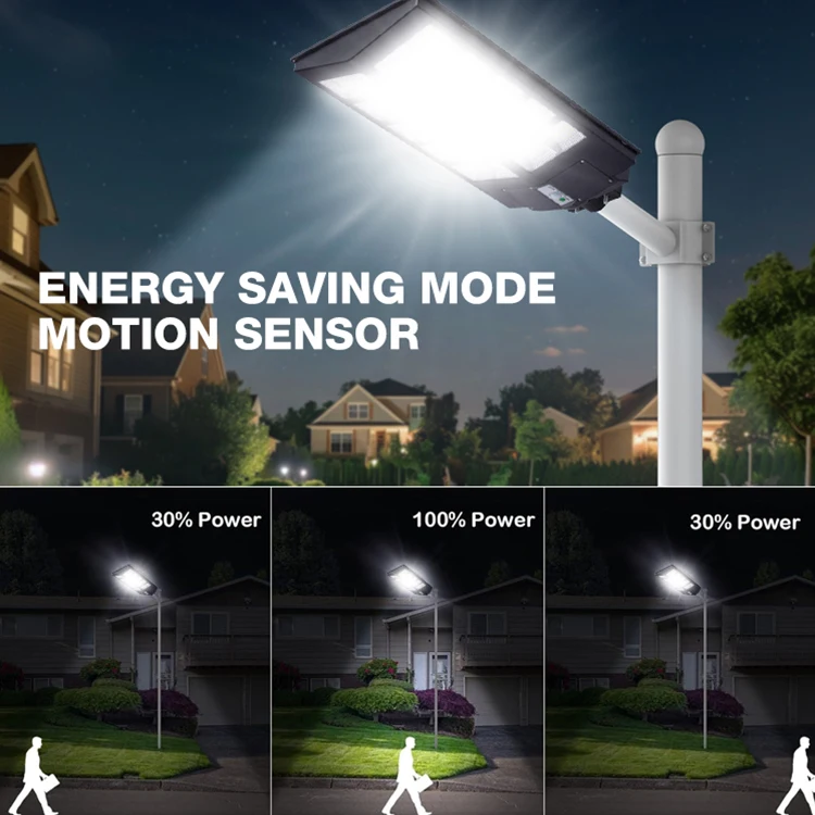 New Outdoor Waterproof Ip65 ABS 300w 600w 800w All in One Radar Sensor Solar Panel Street Light With Remote Control