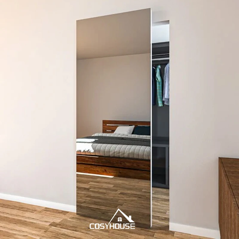 European modern smart automatic magic ghost track sliding door system ghost door sliding hidden mirror door