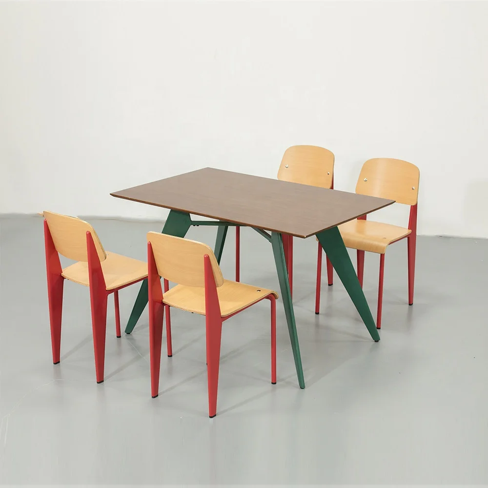 Factory wholesale China Wholesale Modern Coffee Restaurant Hotel Furniture Wood Metal Solid Top Home Dining Table