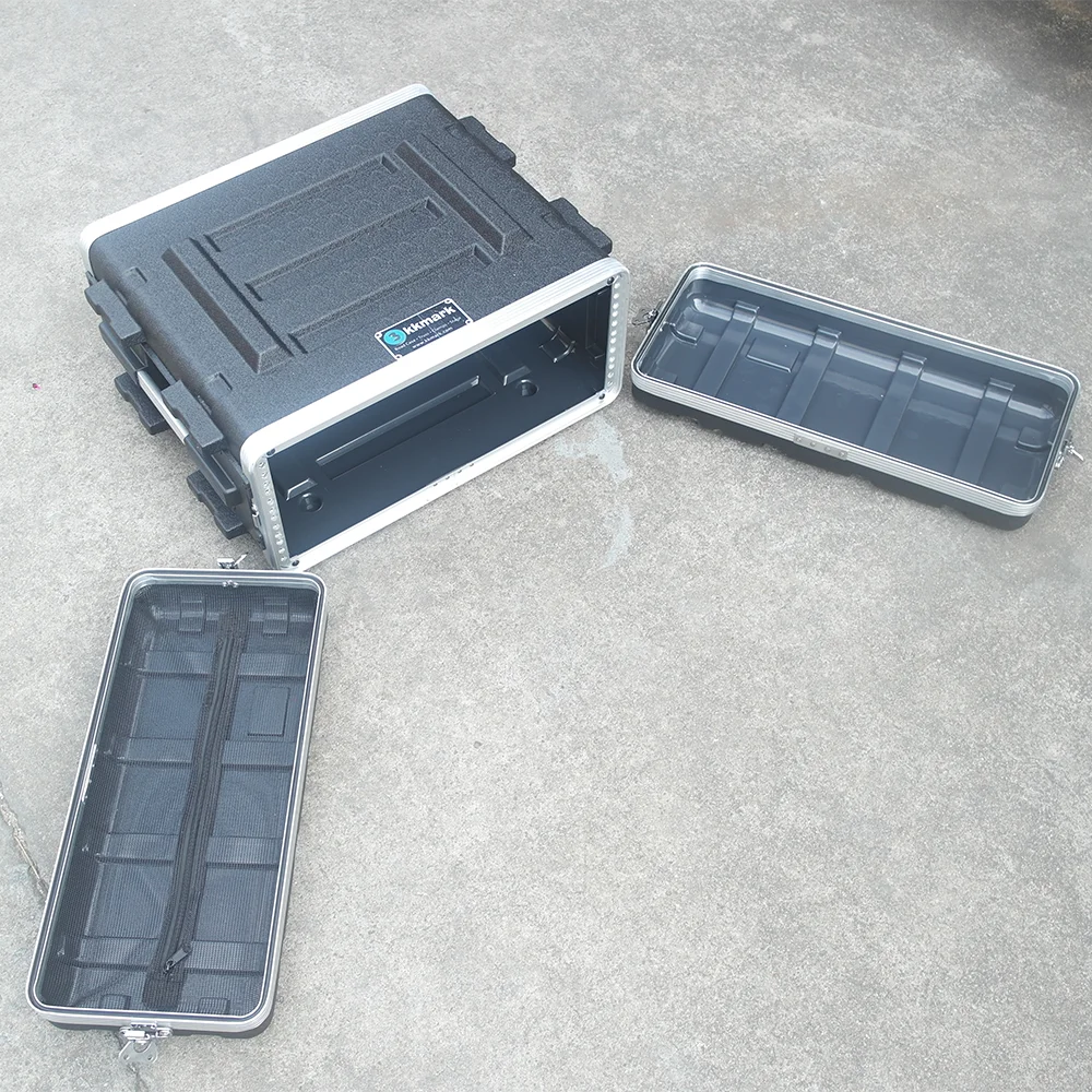Waterproof dustproof portable 2U 3U 4U 5U 6U 7U 8U 9U 10U space 19inch light duty shock mount plastic ABS rack case