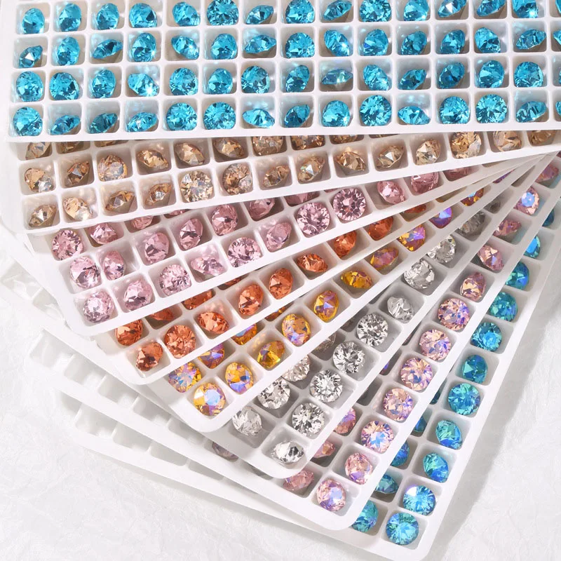 Wholesale Nail Accessories New Super Flash Nail Diamond Crystal Glass Sharp Bottom Square Top Diamonds