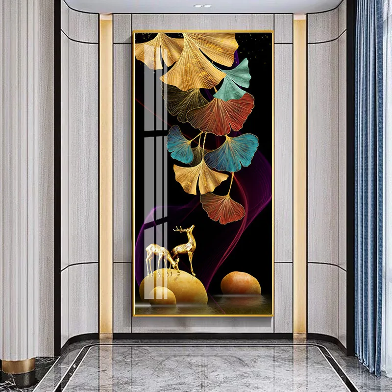 Creative Porch crystal porcelain wall painting paint for living room wall with frame canvas art decor for home decor