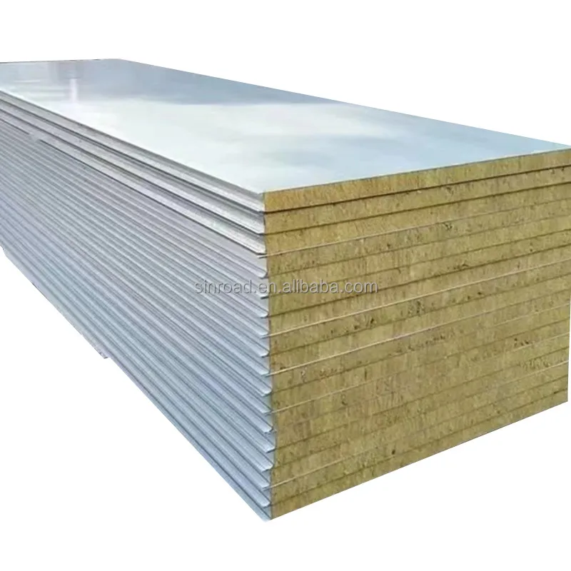 Thermal insulation Fireproof rock wool sandwich panel for roof and wall partition