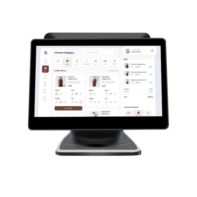 15.6 inch and 13.3 inch dual screen cash register POS AIO with touch screen