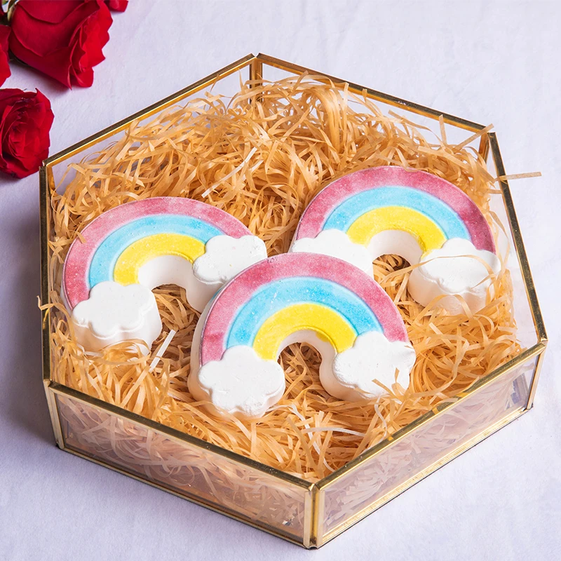 Best Wholesale Christmas Gift Low Price Large Bubble Bath Fizzies Organic Ingredients rainbow bath bomb