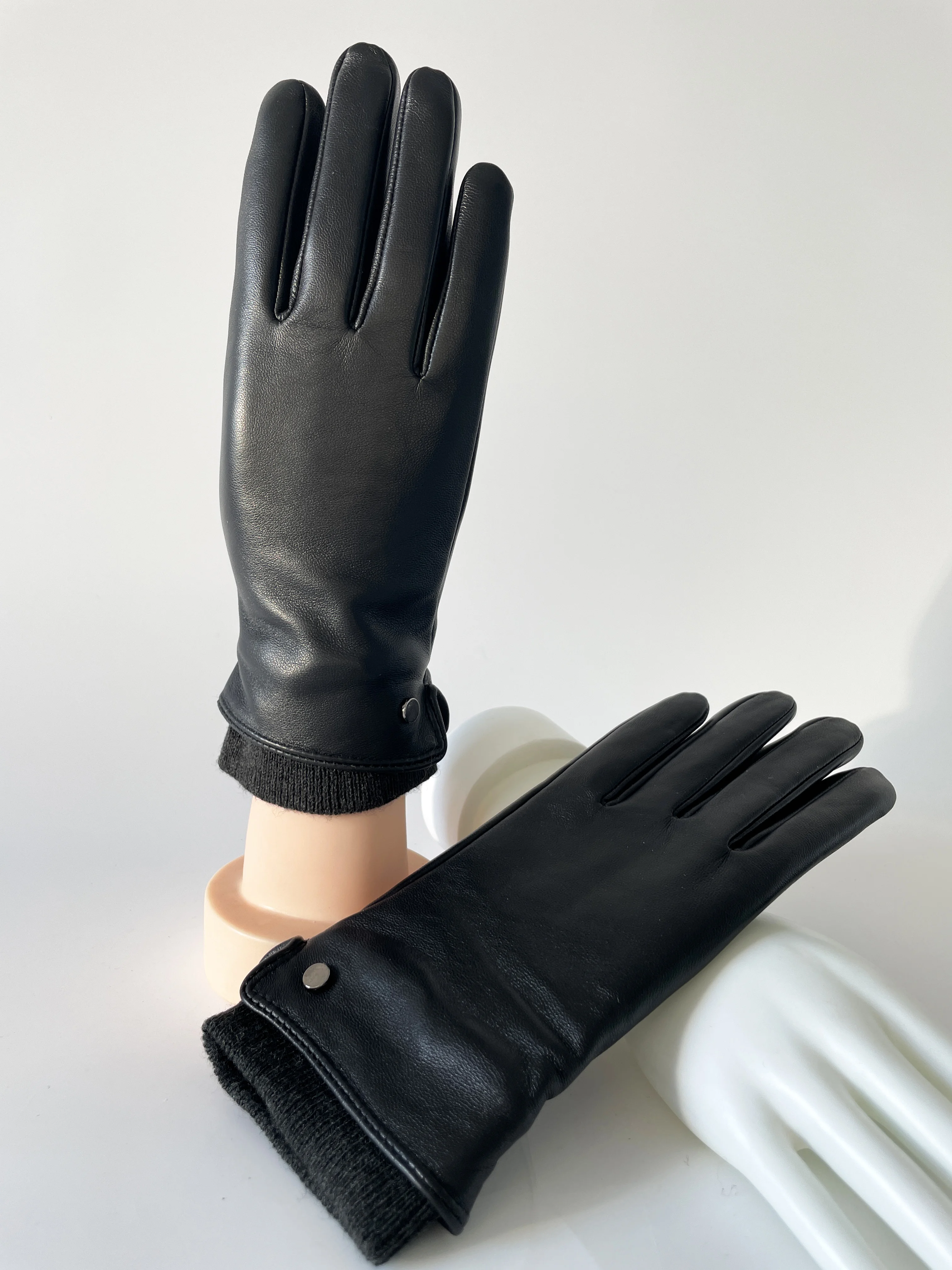 BSCI Factory Wholesale Stylish Touch Screen Knitted Lining Winter Genuine Leather Gloves Women