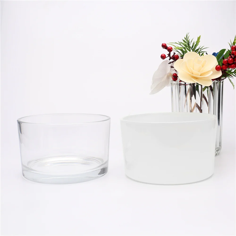 480ml 700ml 16oz 24oz Empty Luxury 3 Wicks Tumbler Matte Black Frosted White Clear Wide Mouth Big Large Glass Candle Jars