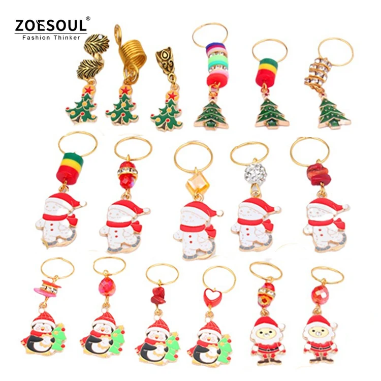Christmas Santa Clause Snowman Xmas Tree Hair Braid Ring For Dreadlocks Jewelry Accessories