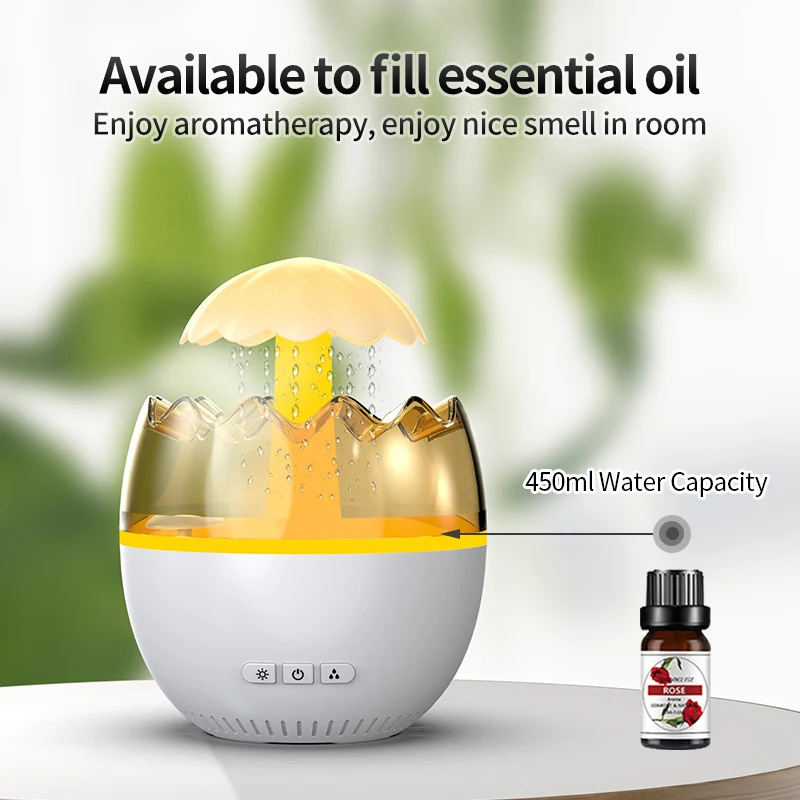 New Unique Products Smart Home Appliances Fogger Mist Maker Ultrasonic Rain Mushroom Air Humidifier With Colorful Led Light