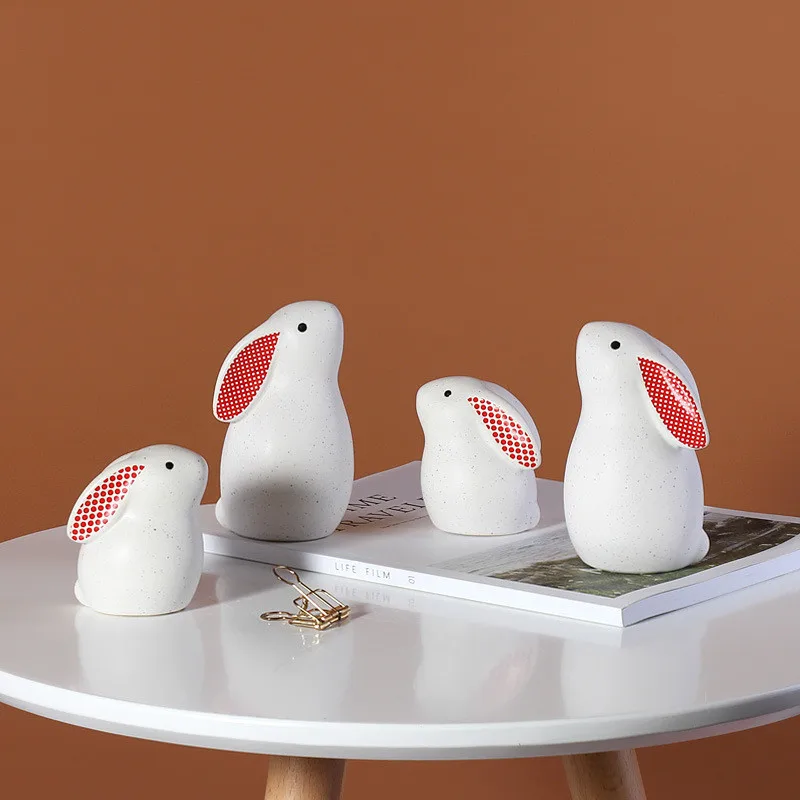 Amazon Cute Bunny Home Decor Accessories Animal Porcelain Ornaments Ceramic Crafts Art Figurines