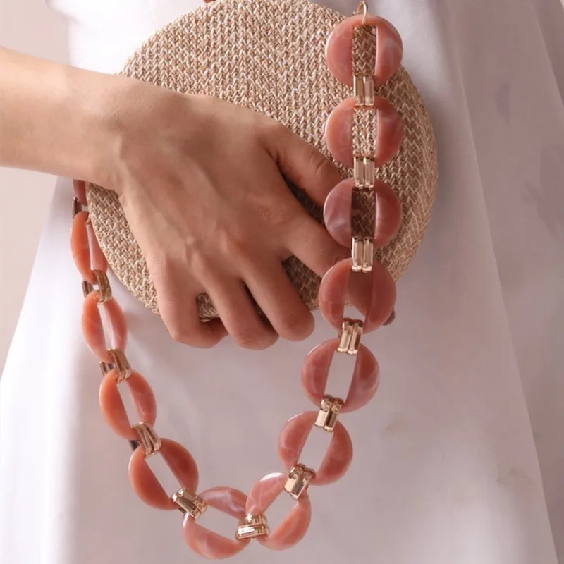 18 colors 60CM Short Acrylic Bag Handles Retro Link Chain Strap with Clasps Handle Strap Replacement for Clutch Bucket