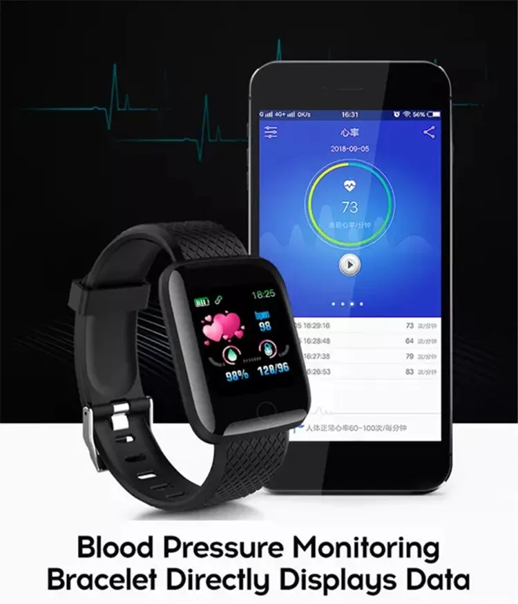 AinooMax Free Shipping  L214 blood pressure monitor smart watch heart rate id116 plus smartwatch with heart rate monitor