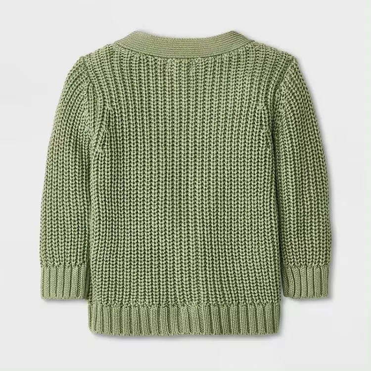 Toddler Infants Kids Knit Cardigan Eco-friendly Sweatshirt Thick Needle Sweater for Babies Custom 100% Organic Cotton