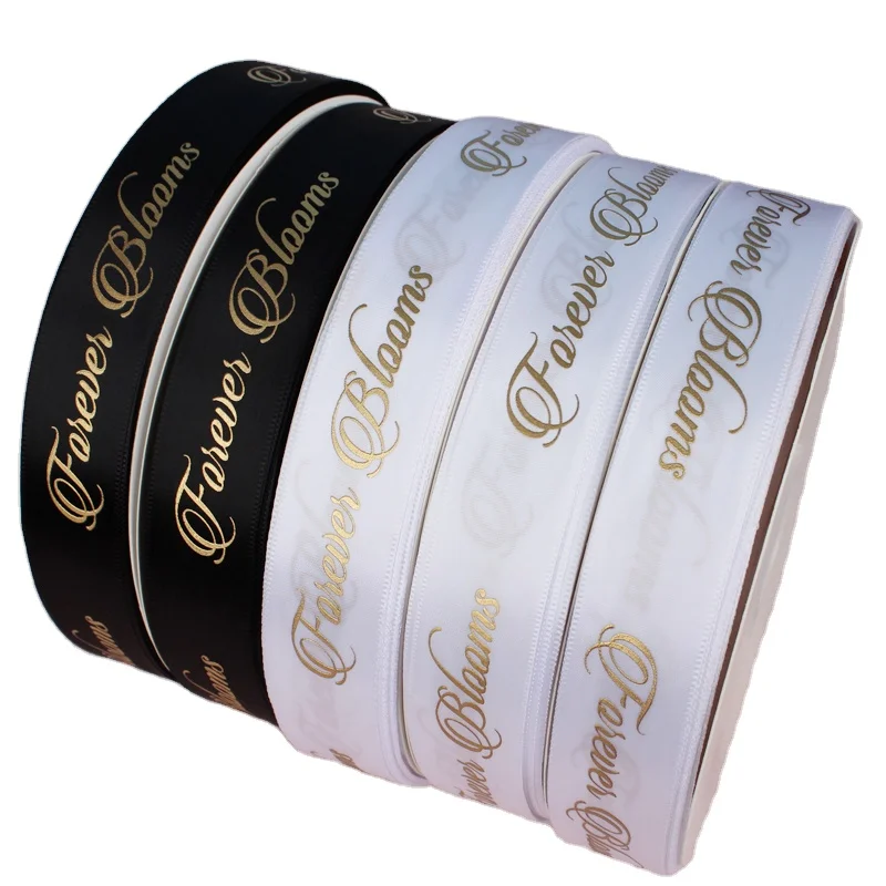 chinese silk ribbon holiday gift silk ribbon custom printed silk black ribbon 100yards